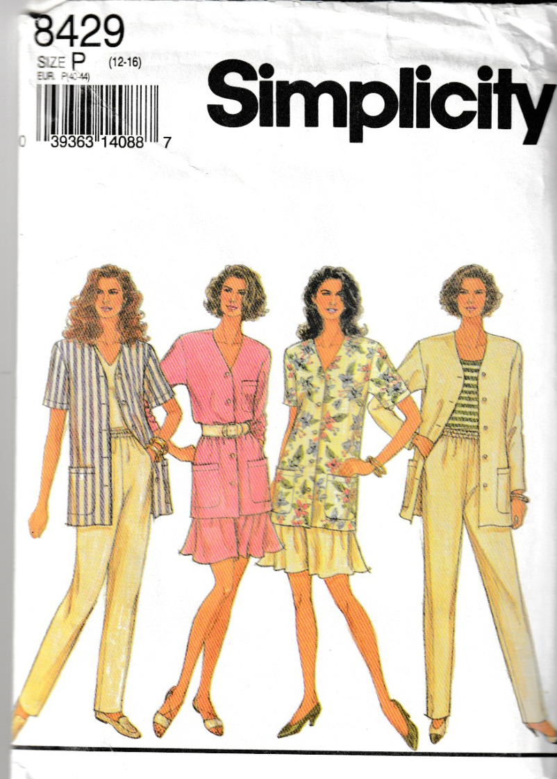 Simplicity Pattern 8429 c1993, Misses Pants, Shorts & Jacket, Size 12-16, FF