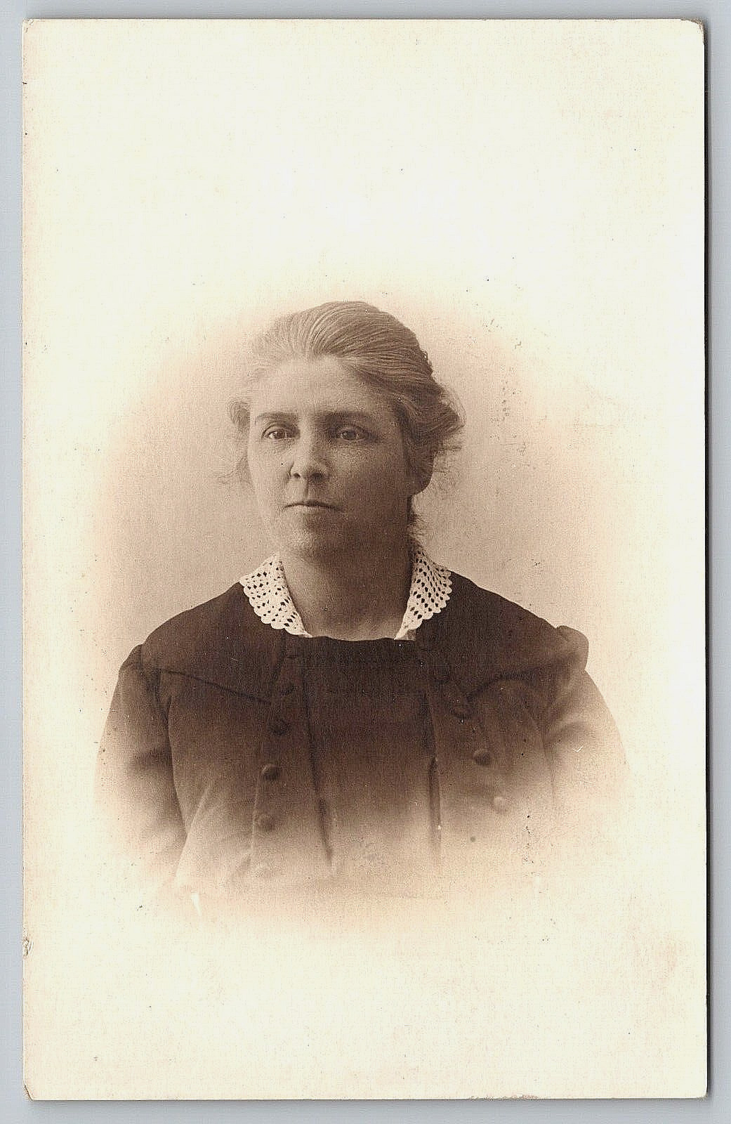 Postcard RPPC Beautiful Woman In Black Dress Vintage Portrait Photograph A1