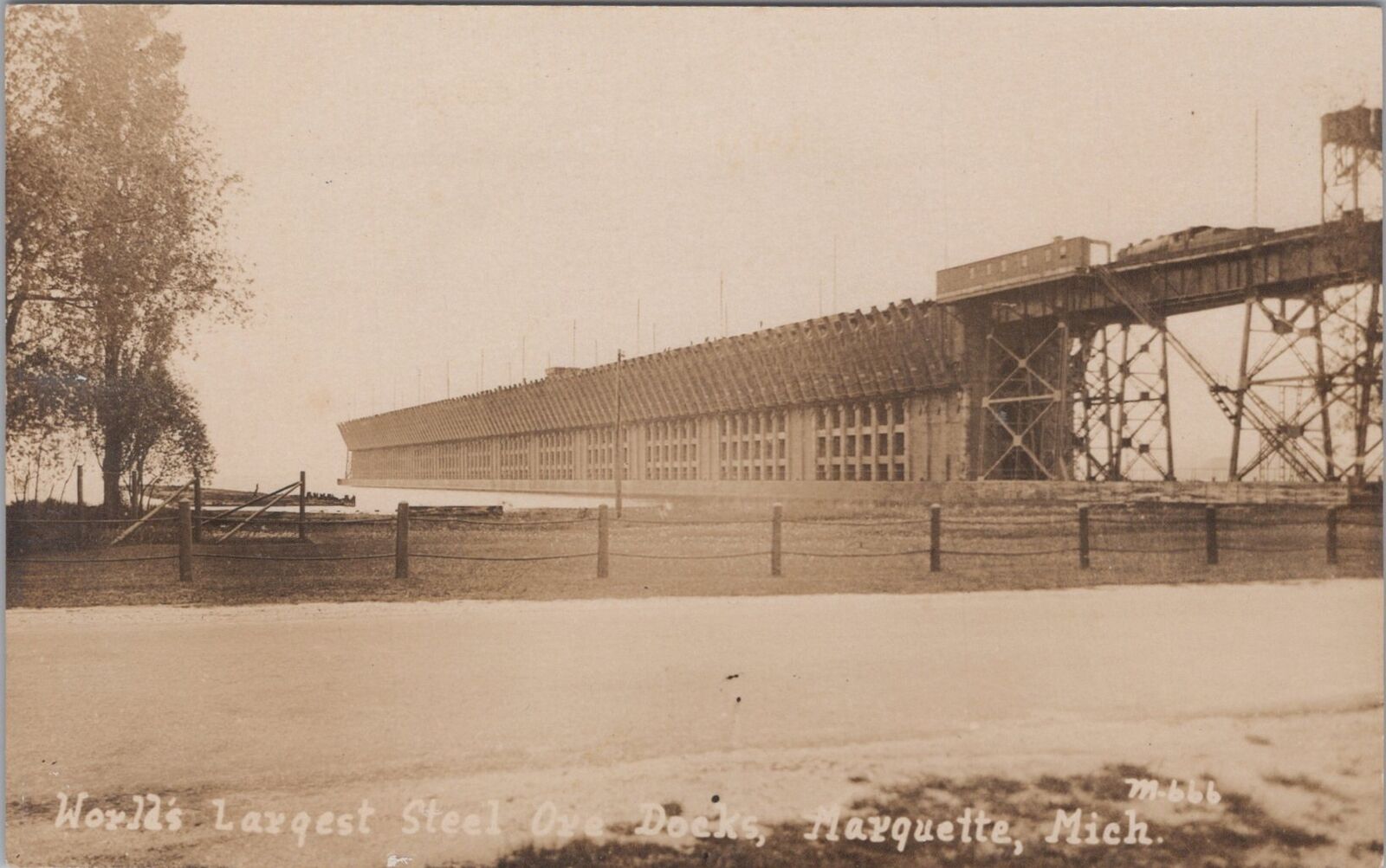 Steel Ore Docks Marquette Michigan RPPC Photo Postcard