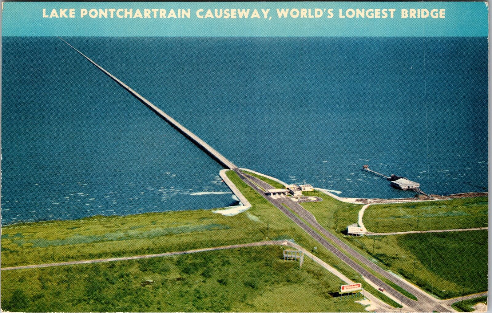 LA-Louisiana, Aerial View, Lake Pontchartrain Causeway Vintage Postcard