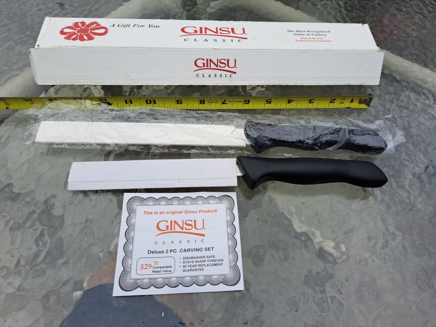 Ginsu Cutlery Serrated Carving Knife & Fork Gift Set Classic Deluxe Original