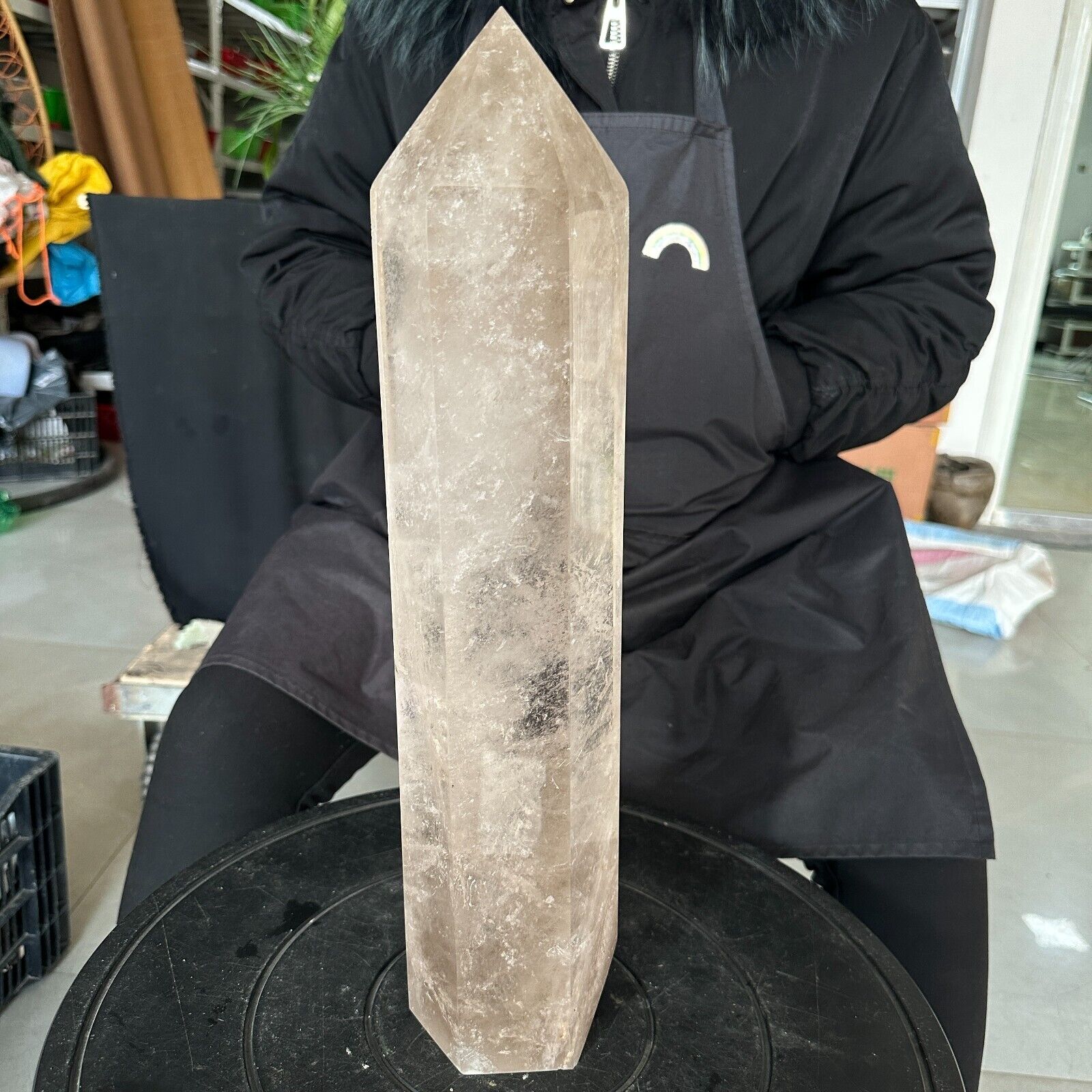 11.66LB TOP Natural smoky Quartz obelisk Crystal wand point reiki Healing