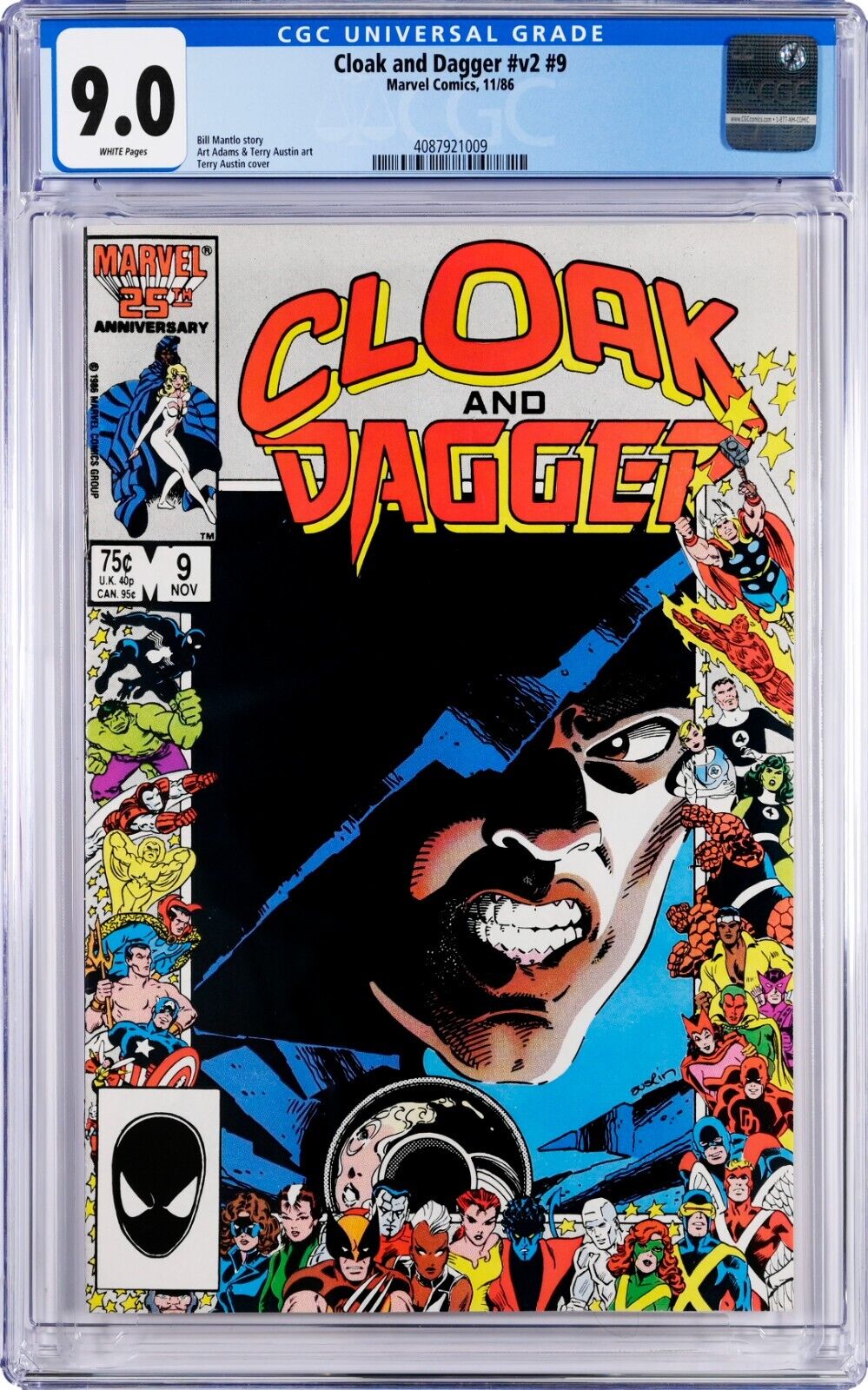 Cloak and Dagger v2 #9 CGC 9.0 (Nov 1986, Marvel) 25th Anniversary Border Cover