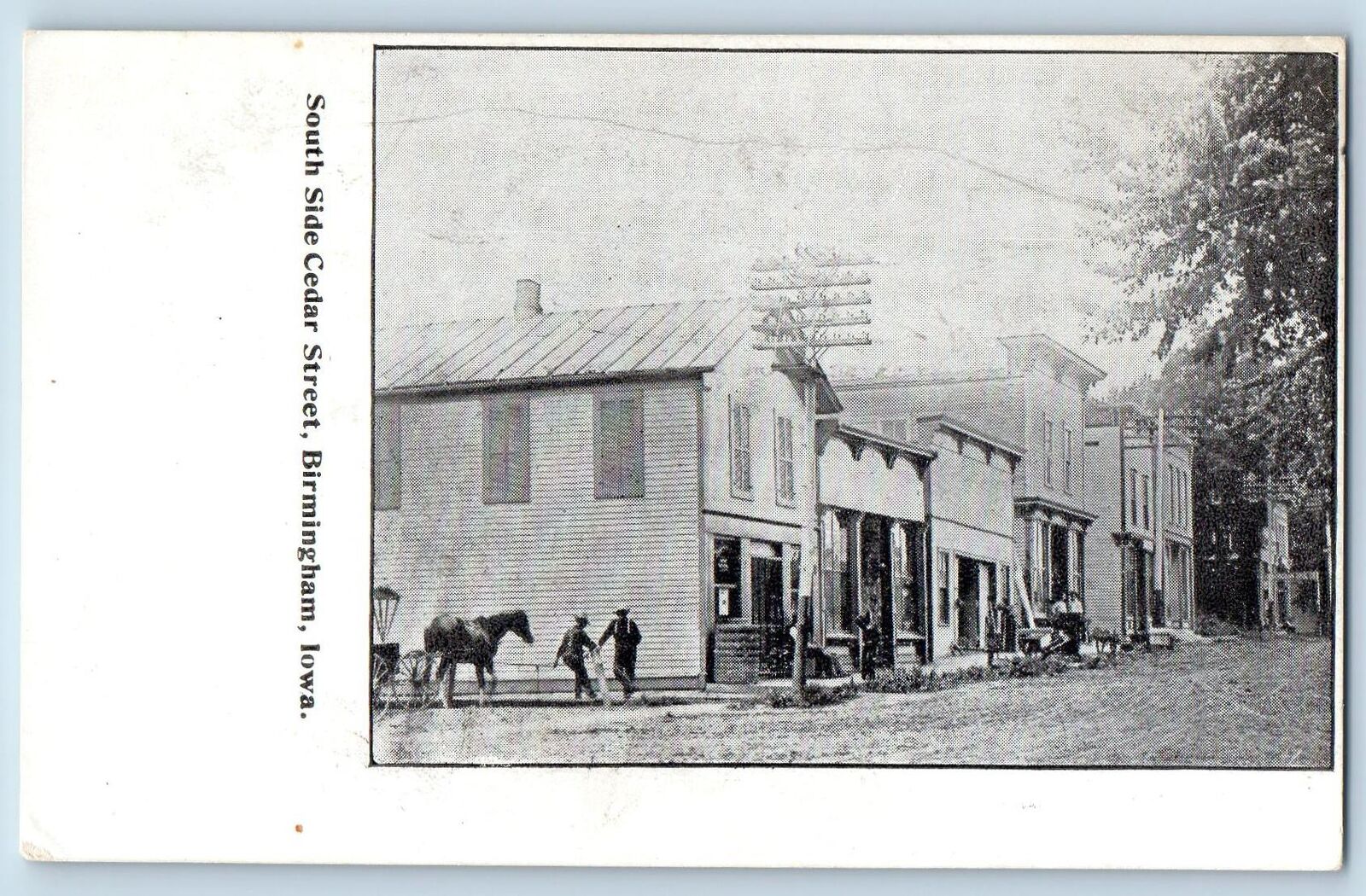 Birmingham Iowa IA Postcard South Side Cedar Street Business Section c1905's