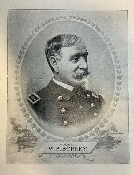 1899 Vintage Illustration Admiral Winfield Scott Schley Spanish American War
