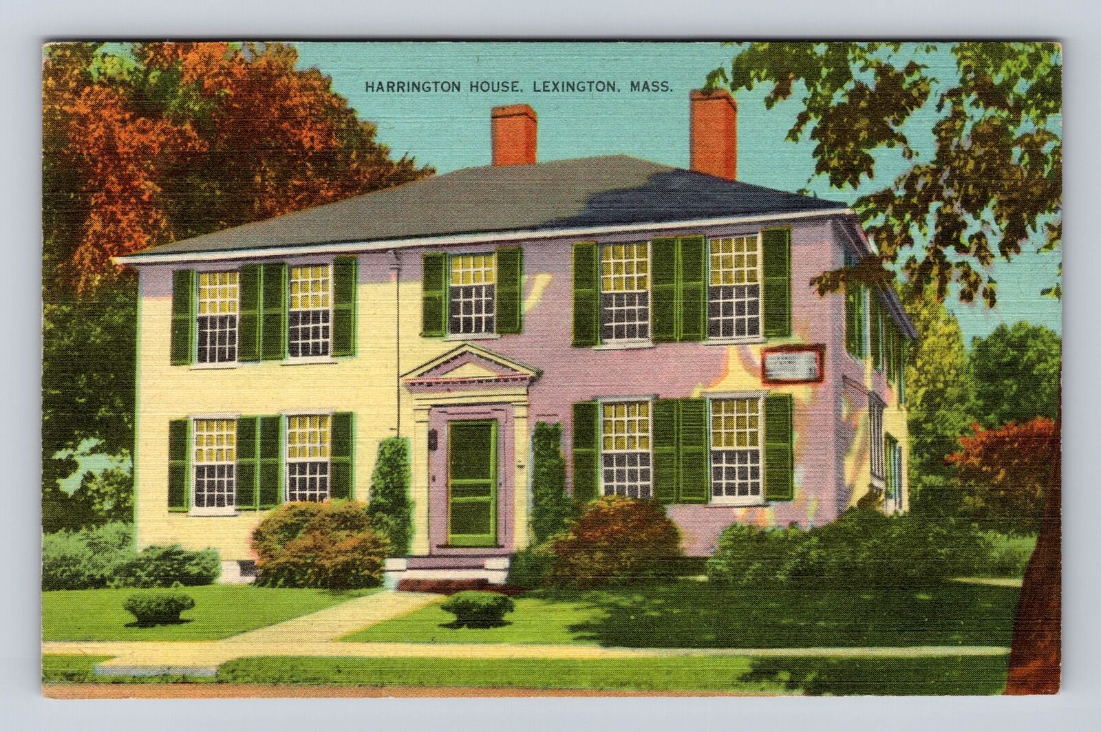 Lexington MA-Massachusetts, Harrington House, Antique, Vintage Souvenir Postcard