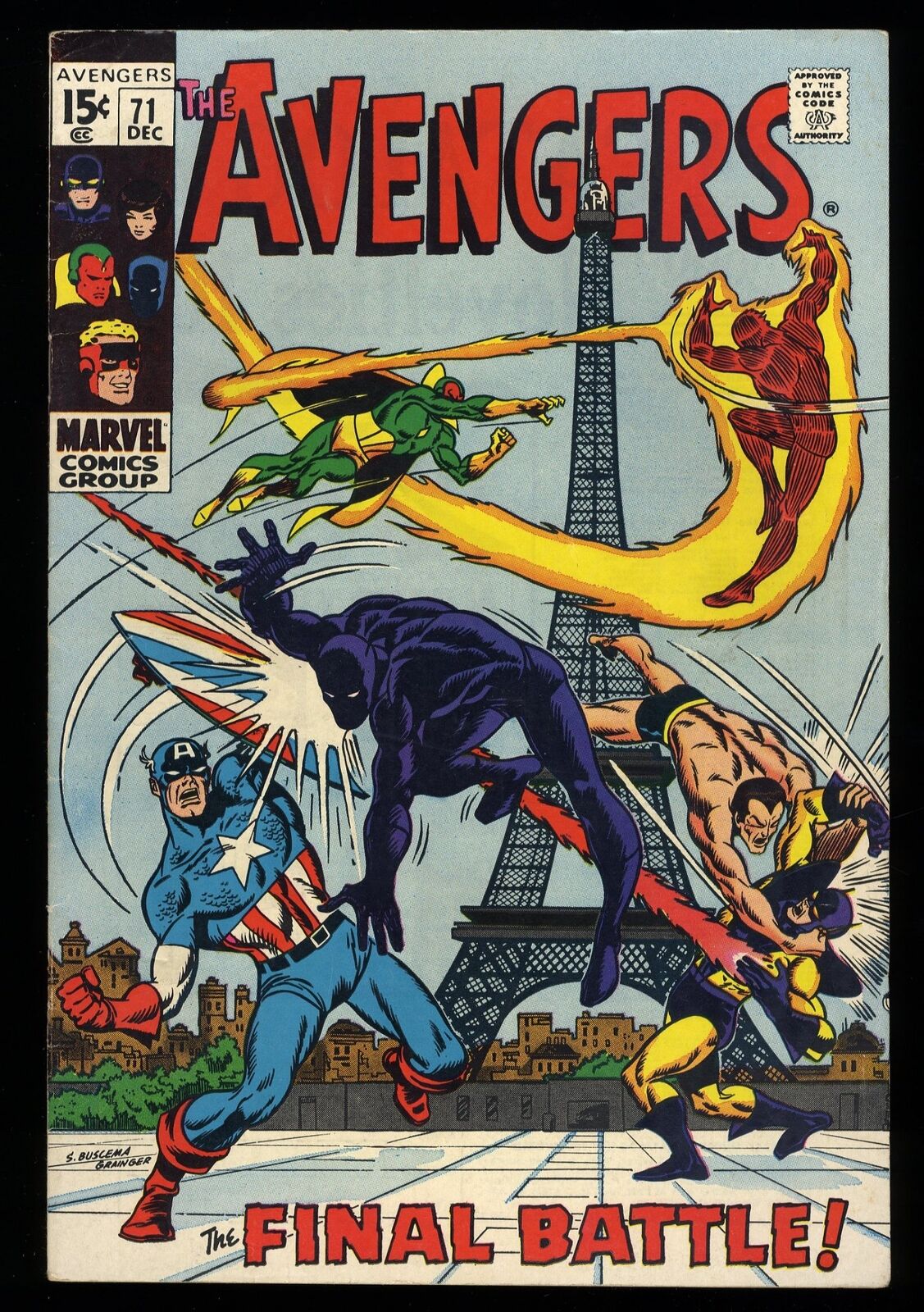 Avengers #71 VF- 7.5 1st Appearance Invaders Black Knight Joins Marvel 1969