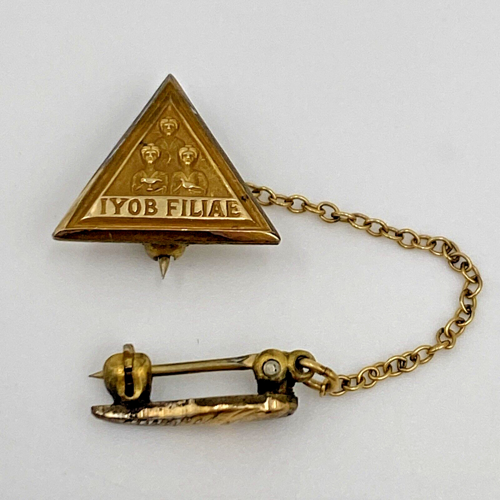 Job's Daughters Vintage GF Lapel Pin - IYOB  Filiae Masonic Member Badge