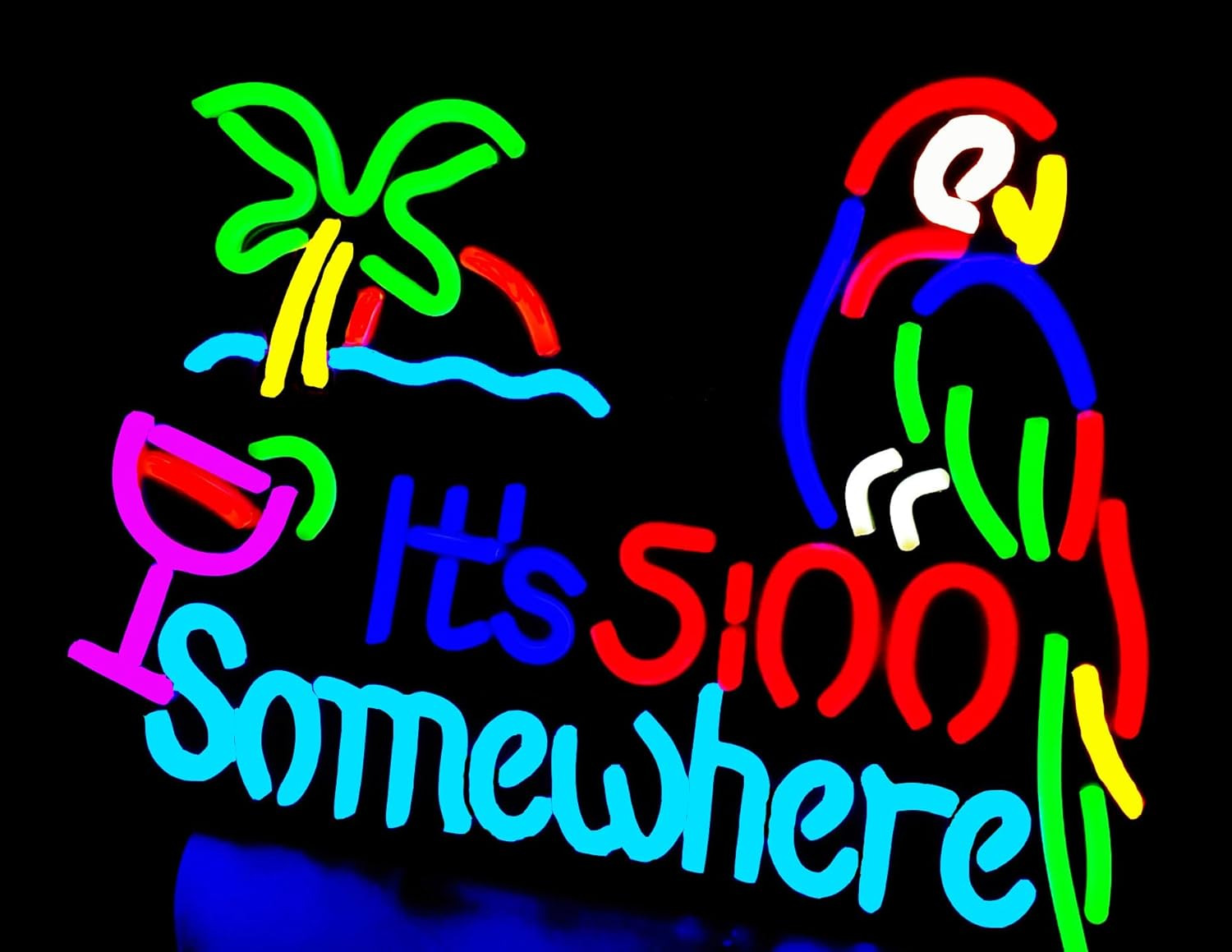 It\'S 5:00 Somewhere Neon Light Sign Home Bar Pub Recreation Room Game Lights Win