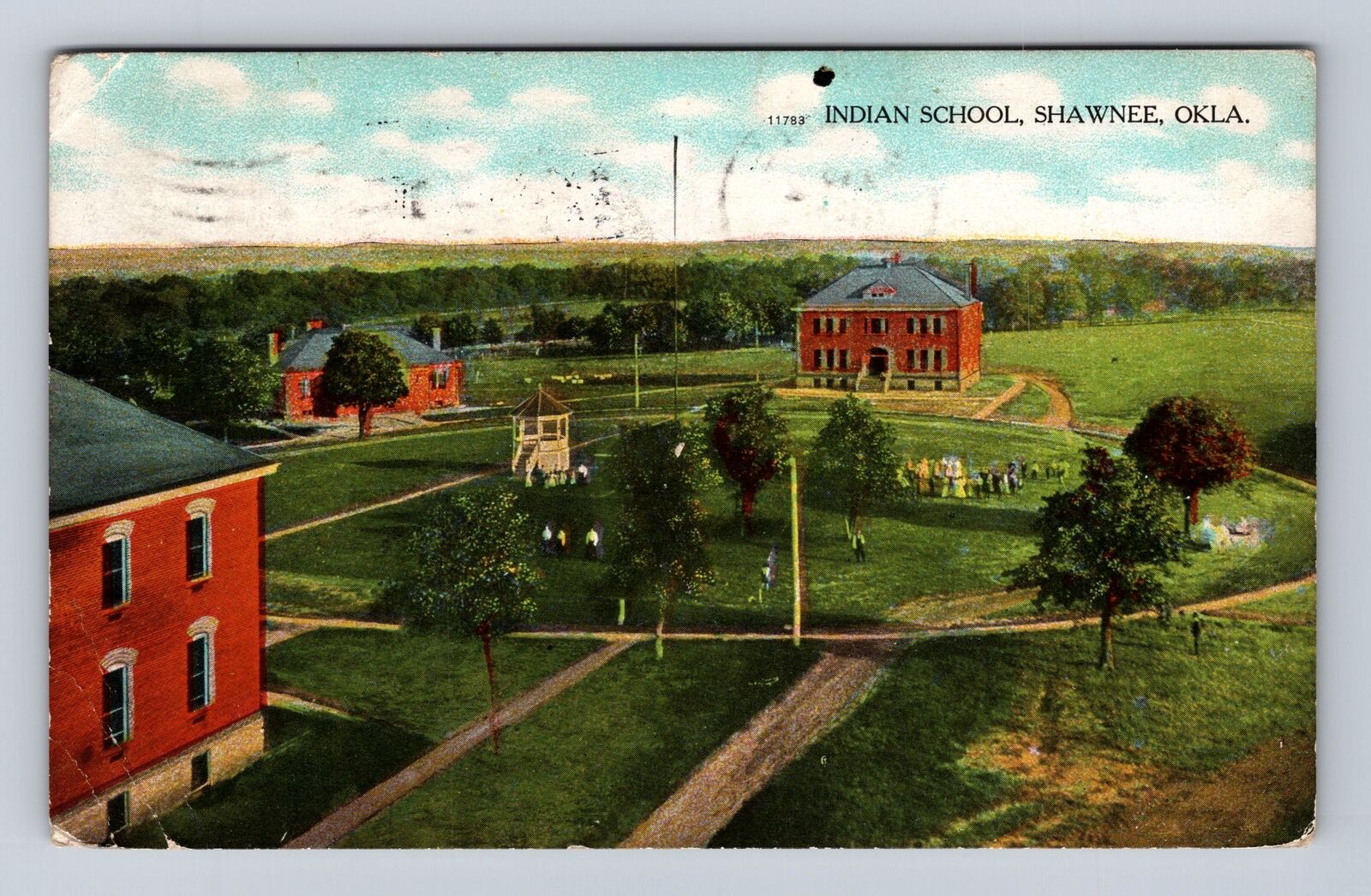 Shawnee OK-Oklahoma, Indian School, Antique, Souvenir Vintage c1909 Postcard
