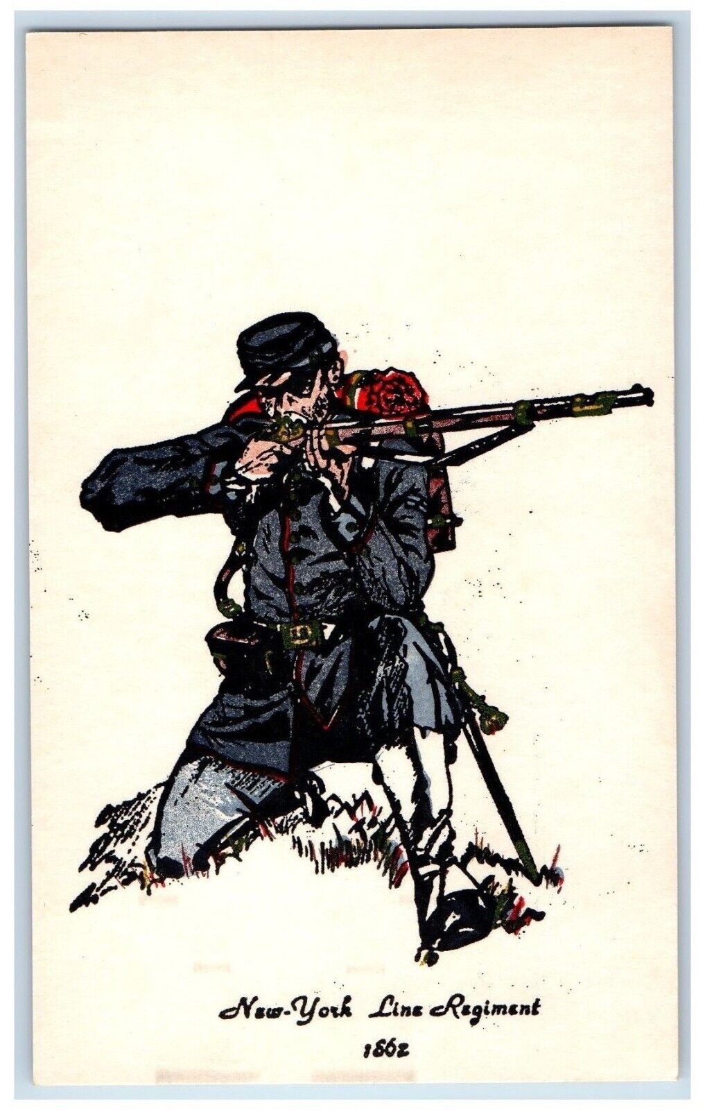 c1930\'s New York Line Regiment Military Soldier Civil War Vintage Postcard