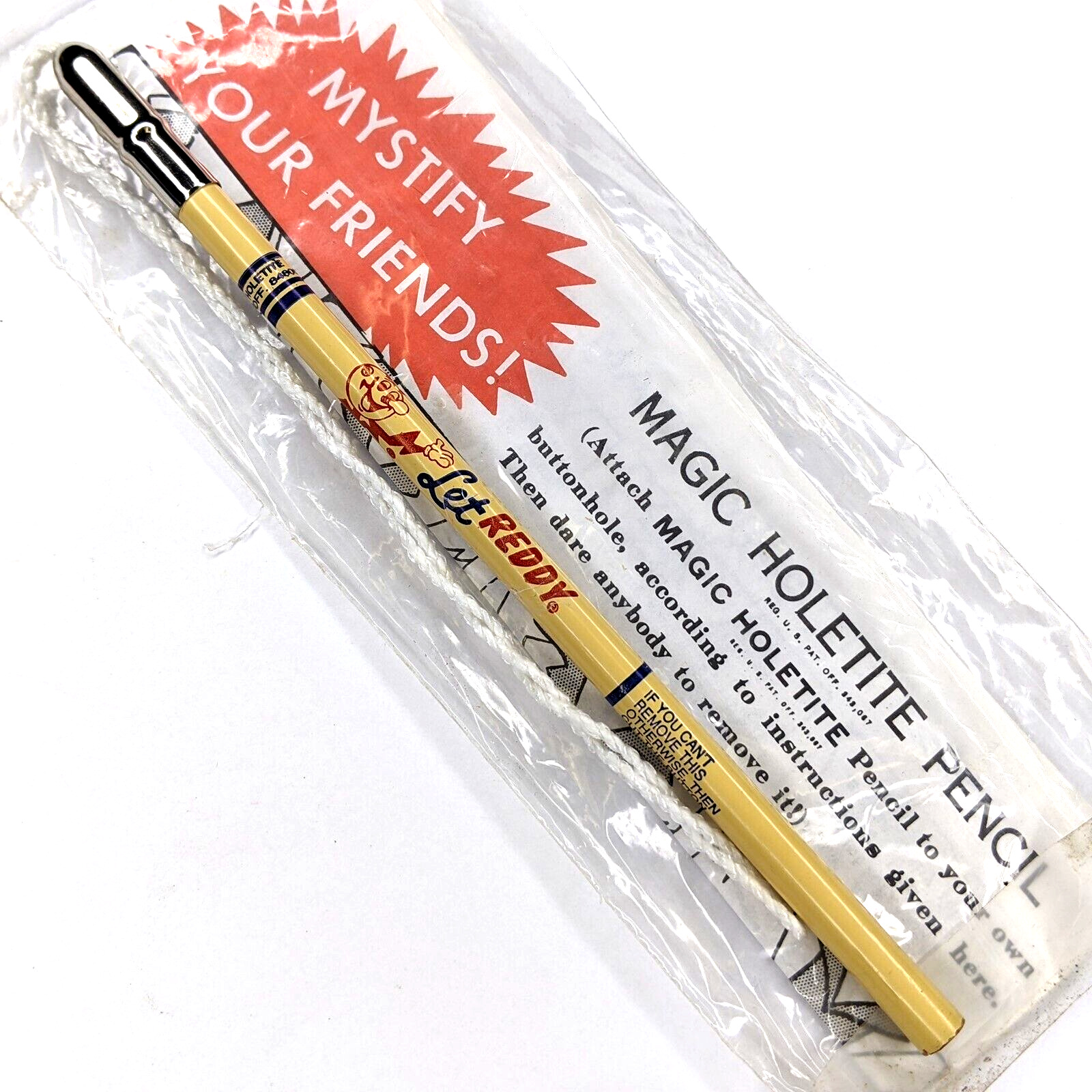 c1950s Reddy Kilowatt Advertising Wood Pencil Magic Holetite String Novelty G1