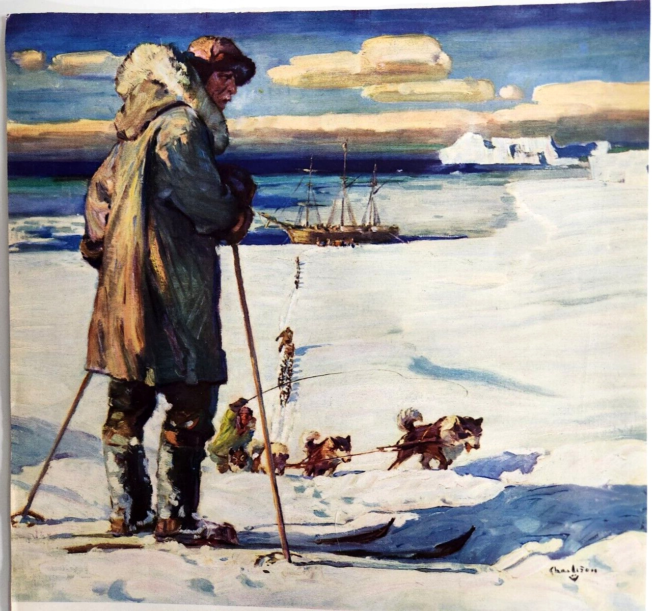 Glidden Roald Amundsen Dog Sled Fram Vintage 1937 Magazine Print Ad