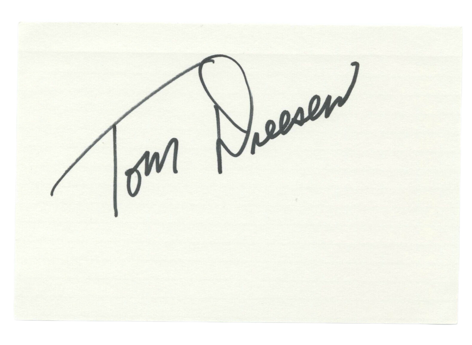 TOM DREESEN Signed 4x6 Index Card Autographed Comedian