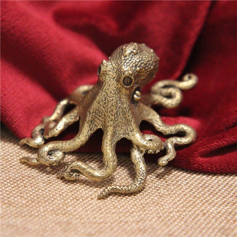 Brass Octopus Figurine Small Statue Home Office Decoration Animal Figurines toys