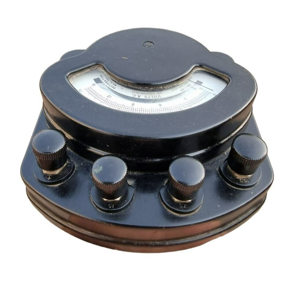 1900's Old Vintage Antique Bakelite Victorian Electric Switch Volt Meter England