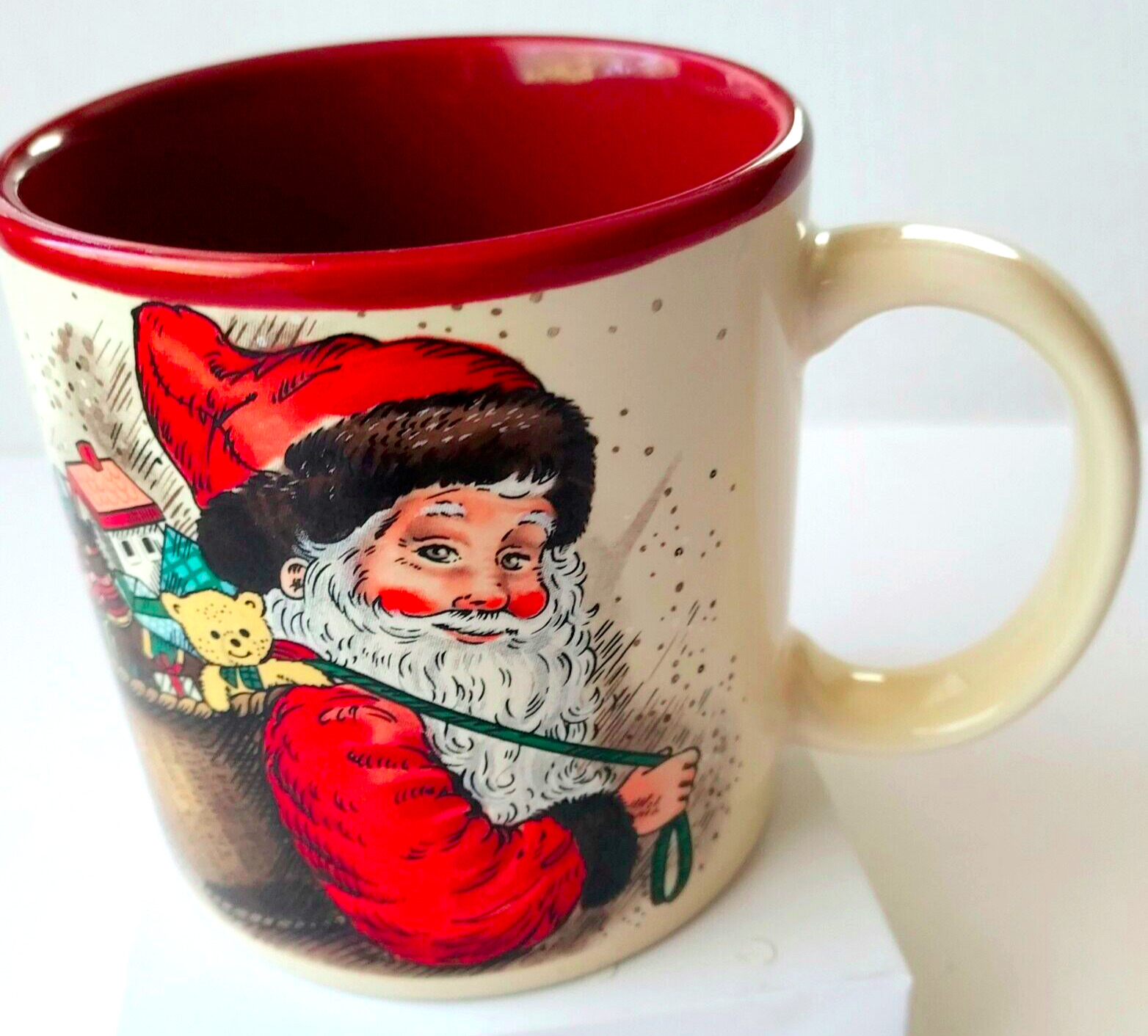 Vintage Potpourri Press Santa Claus with Toys Coffee Tea Mug Red Made in Japan