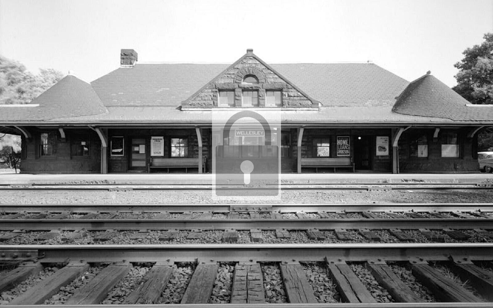 Wellesley Massachusetts MA Railroad Train Station Depot Reprint Postcard