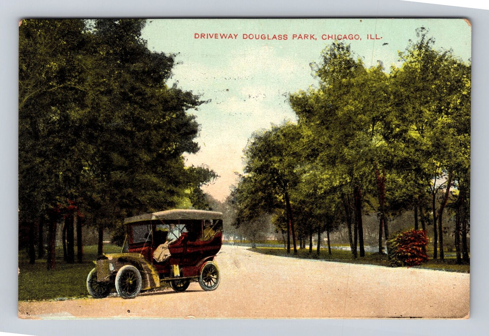 Chicago IL-Illinois, Driveway Douglass Park, Antique, Vintage c1909 Postcard