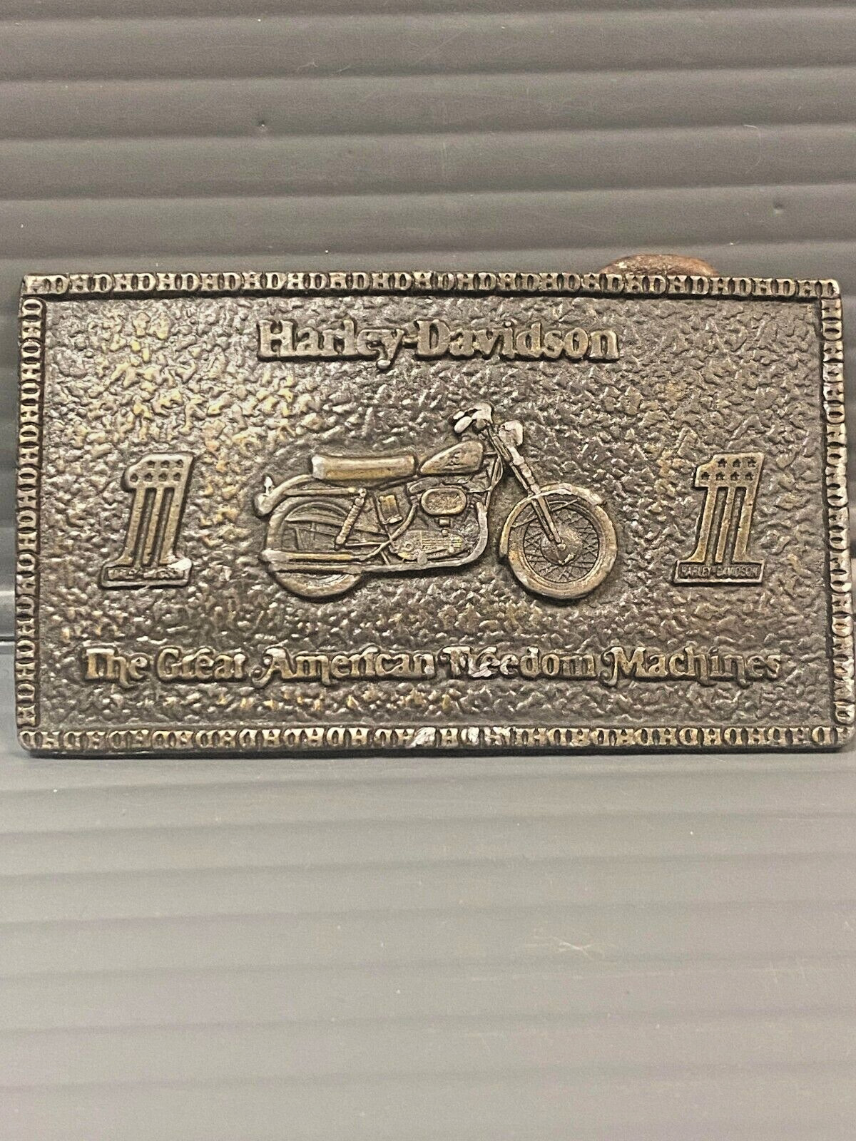 Vintage Brass Belt Buckle 1974 Harley-Davidson Motor Cycle American Freedom