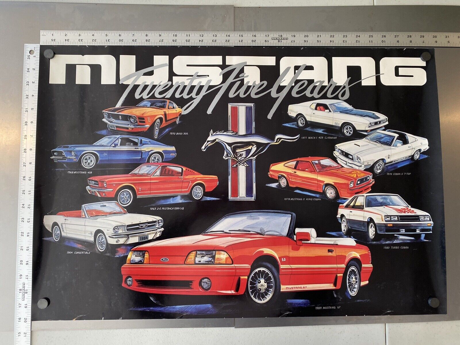 Ford MUSTANG Twenty Five Years Poster RARE ORIGINAL VINTAGE (1964 - 1989)