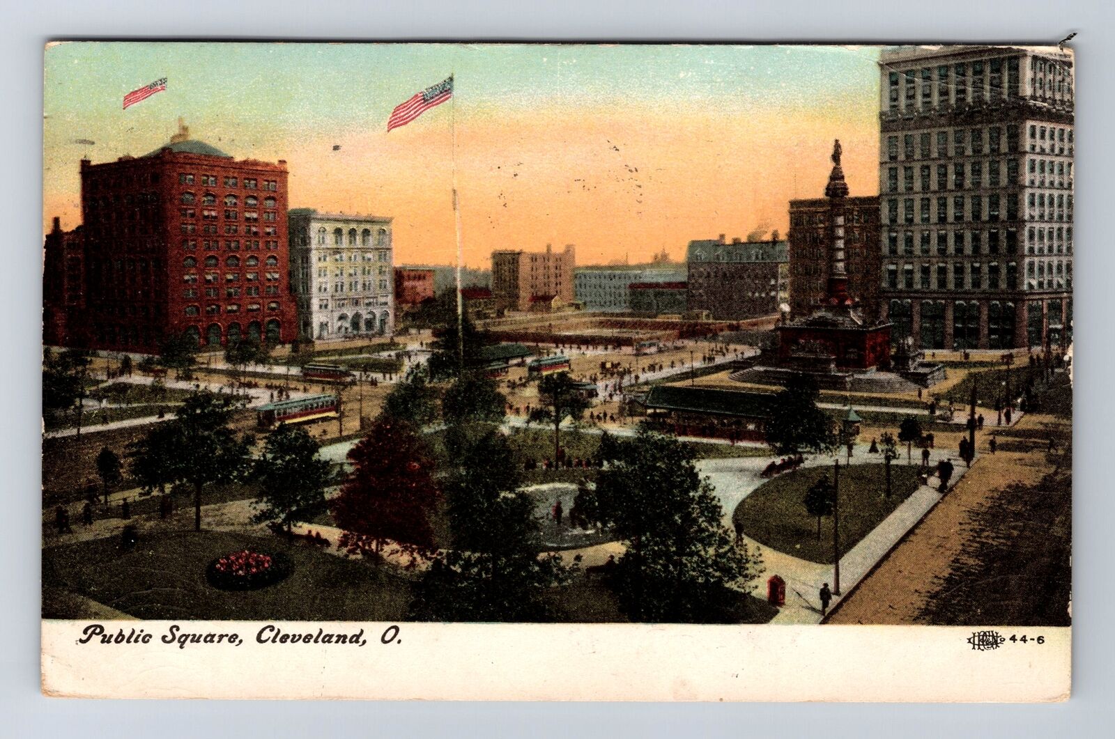 Cleveland OH-Ohio, Aerial Public Square, Antique, Vintage c1909 Postcard