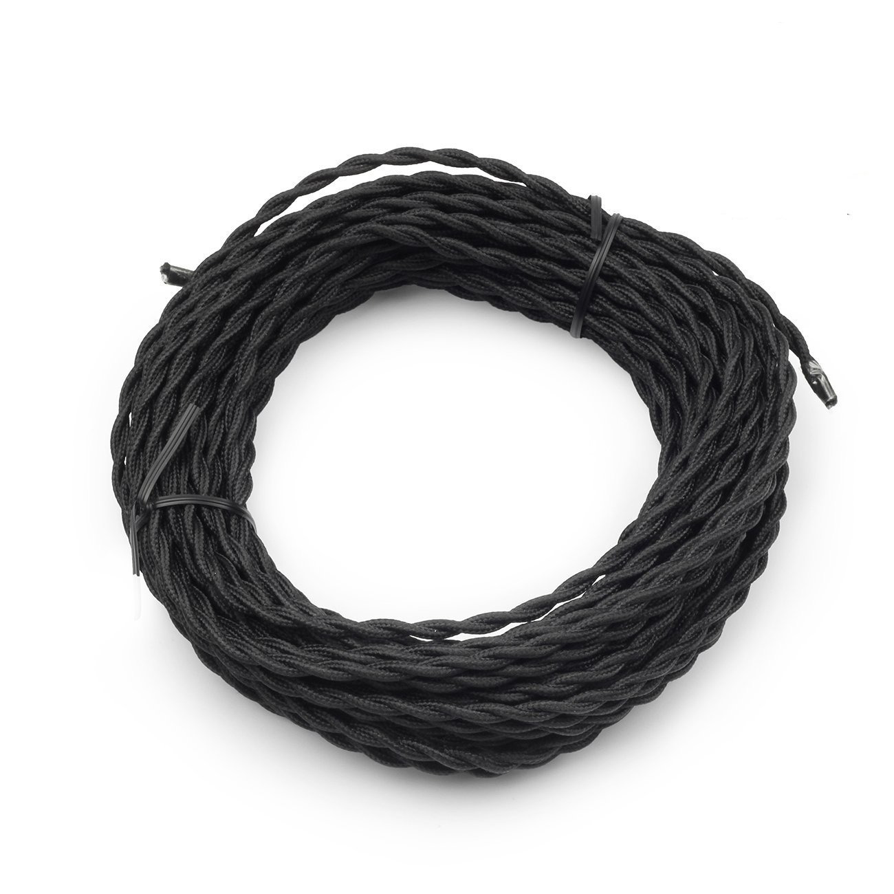 Supmart Black Twisted Cloth Covered Wire, 2-Conductor 18-Gauge Antique Fabric 50