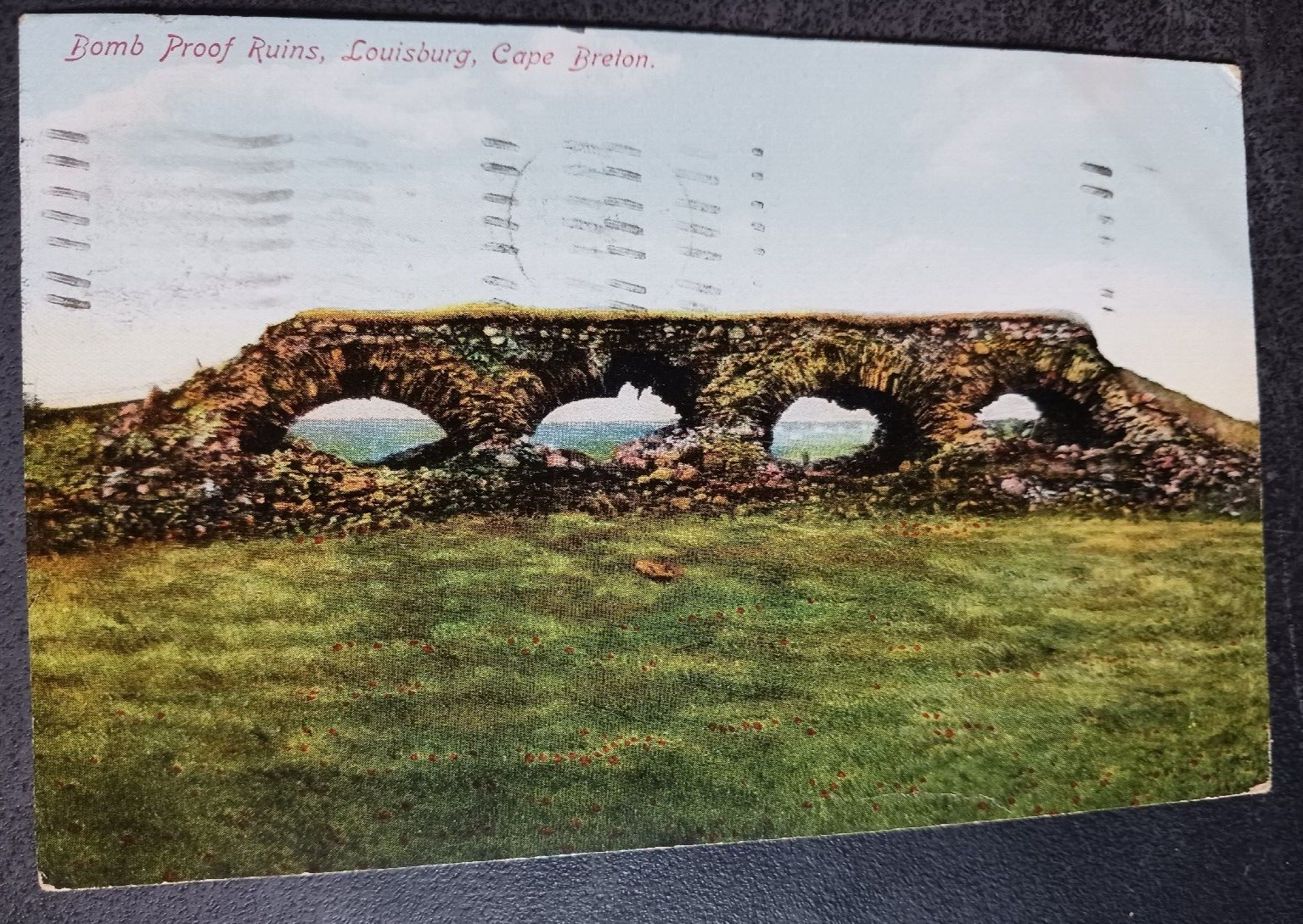 1909 postcard Bomb Proof Ruins Louisburg Cape Breton Nova Scotia Canada  posted