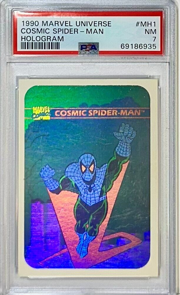 1990 Impel Marvel Universe COSMIC SPIDER-MAN Hologram PSA 7 NM #MH1