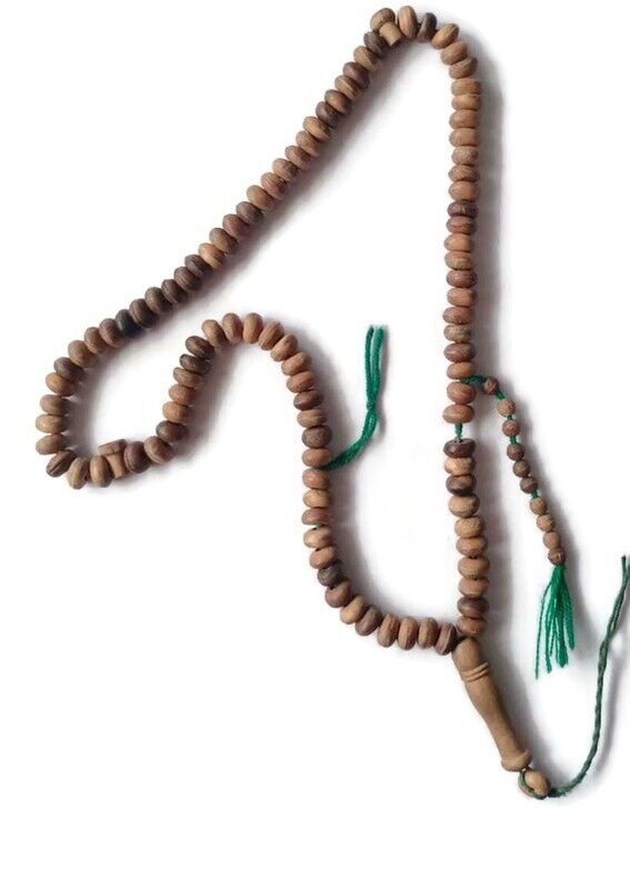 Antique Rare Old Handcrafted Natural wood Tasbih Prayer Beads 