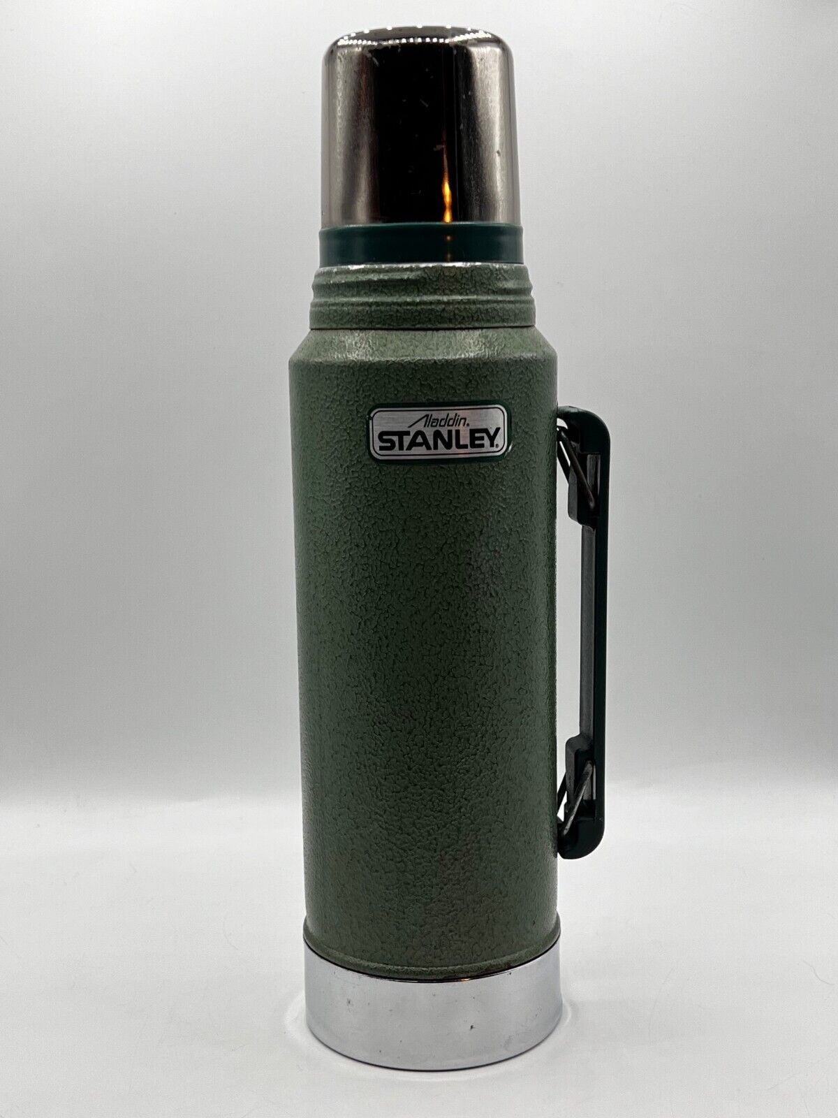 Vintage Stanley Aladdin A-944DH Green Steel Quart Thermos Bottle, Patina