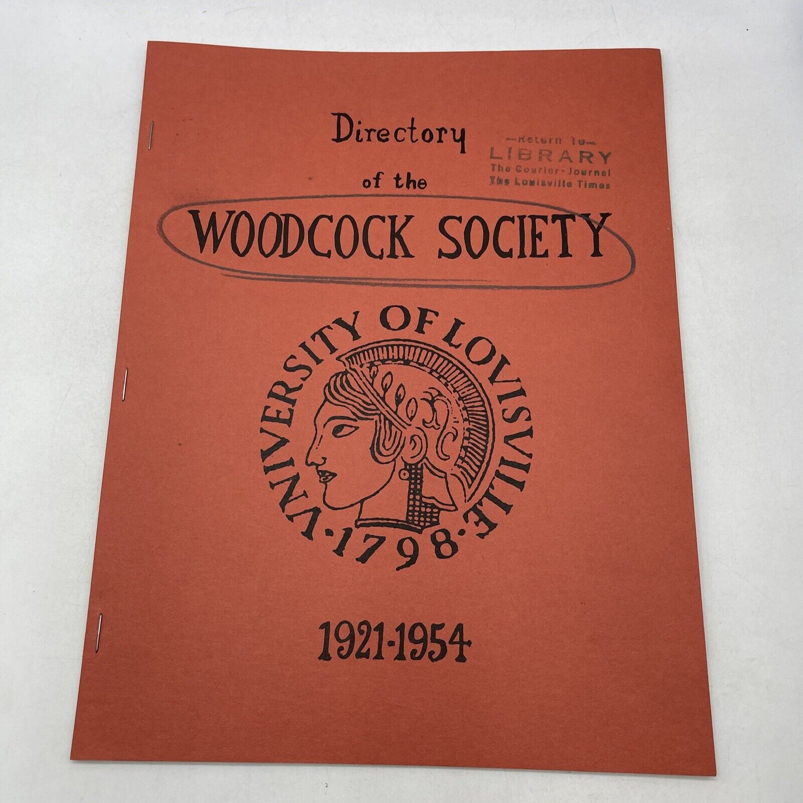 Directory Of The Woodcock Society University Of Louisville 1921-1954