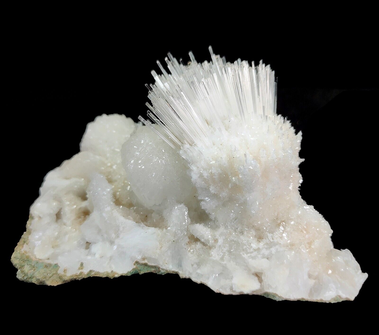 Very Rare Natural Mesolite on Stilbite Mineral Specimen #E398