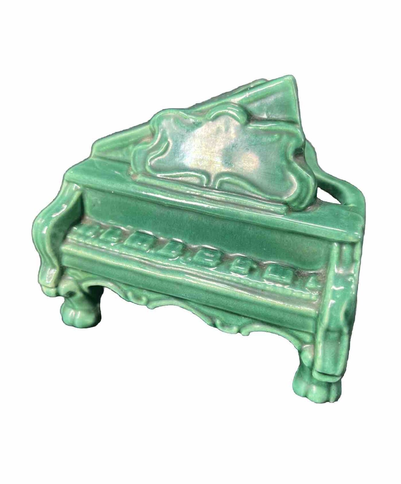 Vintage Ceramic Piano Planter Green Glaze