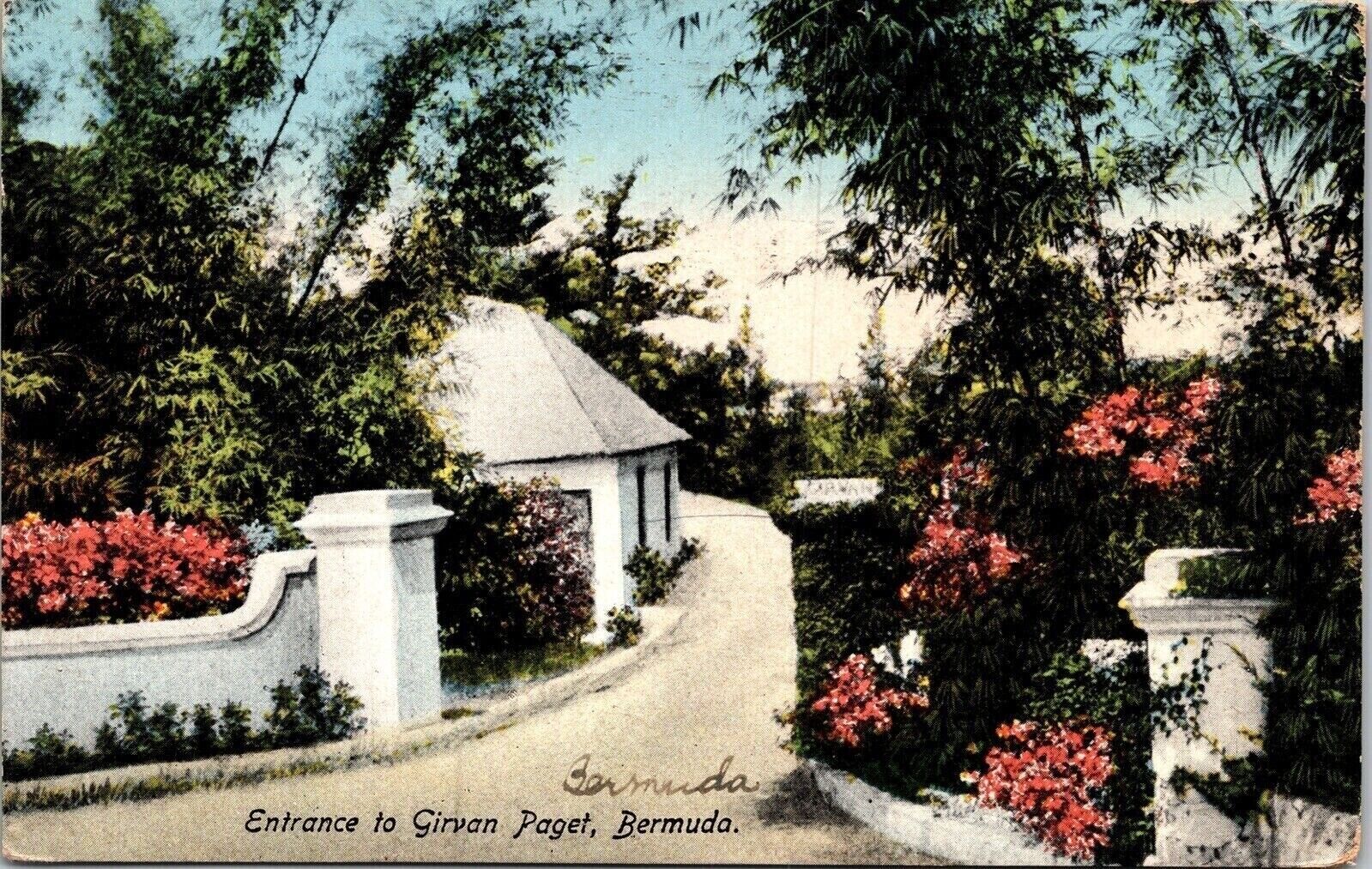 Entrance Girvan Paget Bermuda WOB Note Postcard