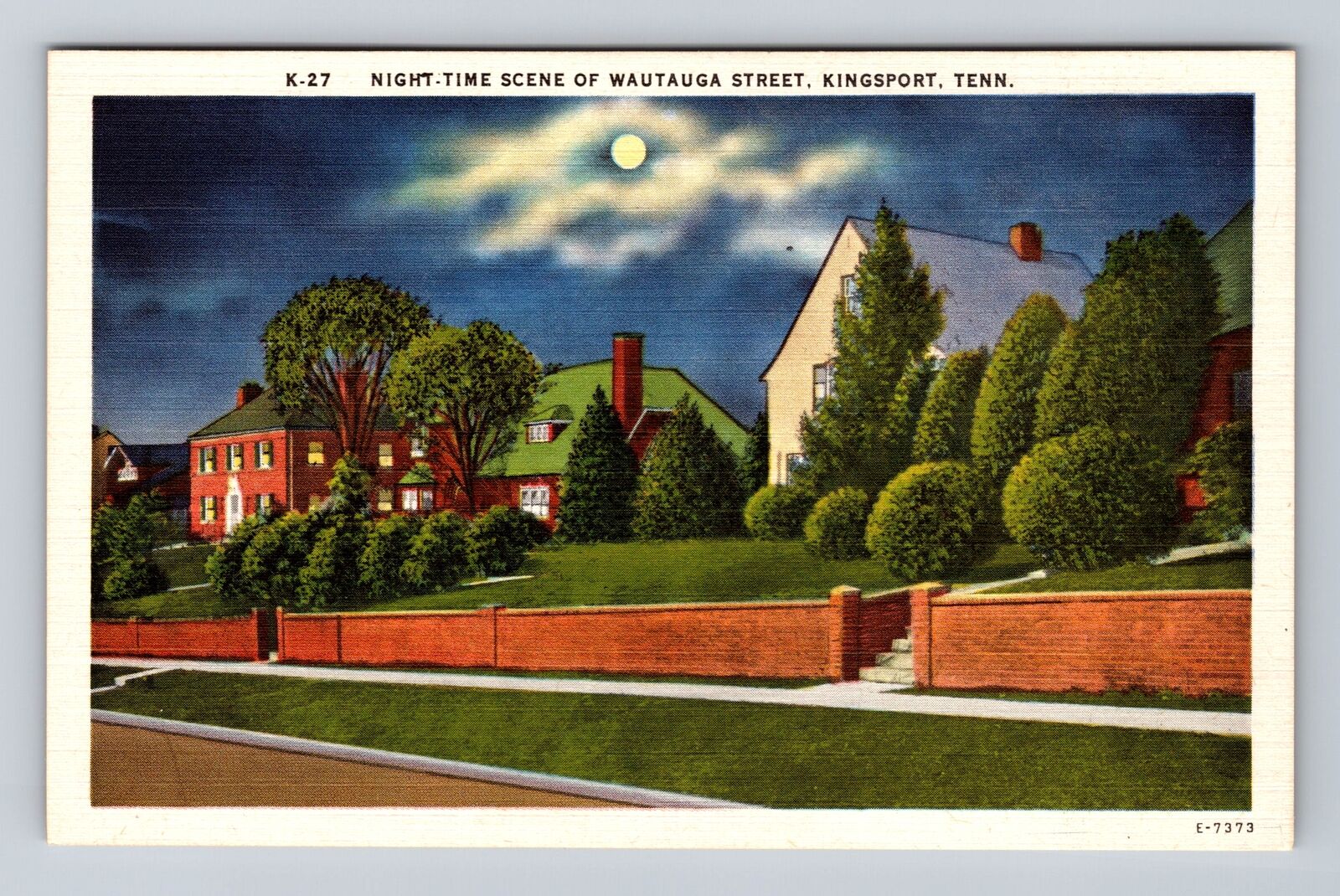 Kingsport TN-Tennessee, Residential District, Wautauga Street Vintage Postcard
