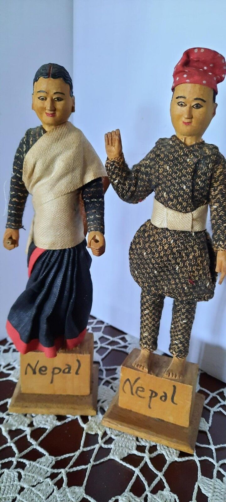Wooden Nepal Dolls/Figures - Vintage