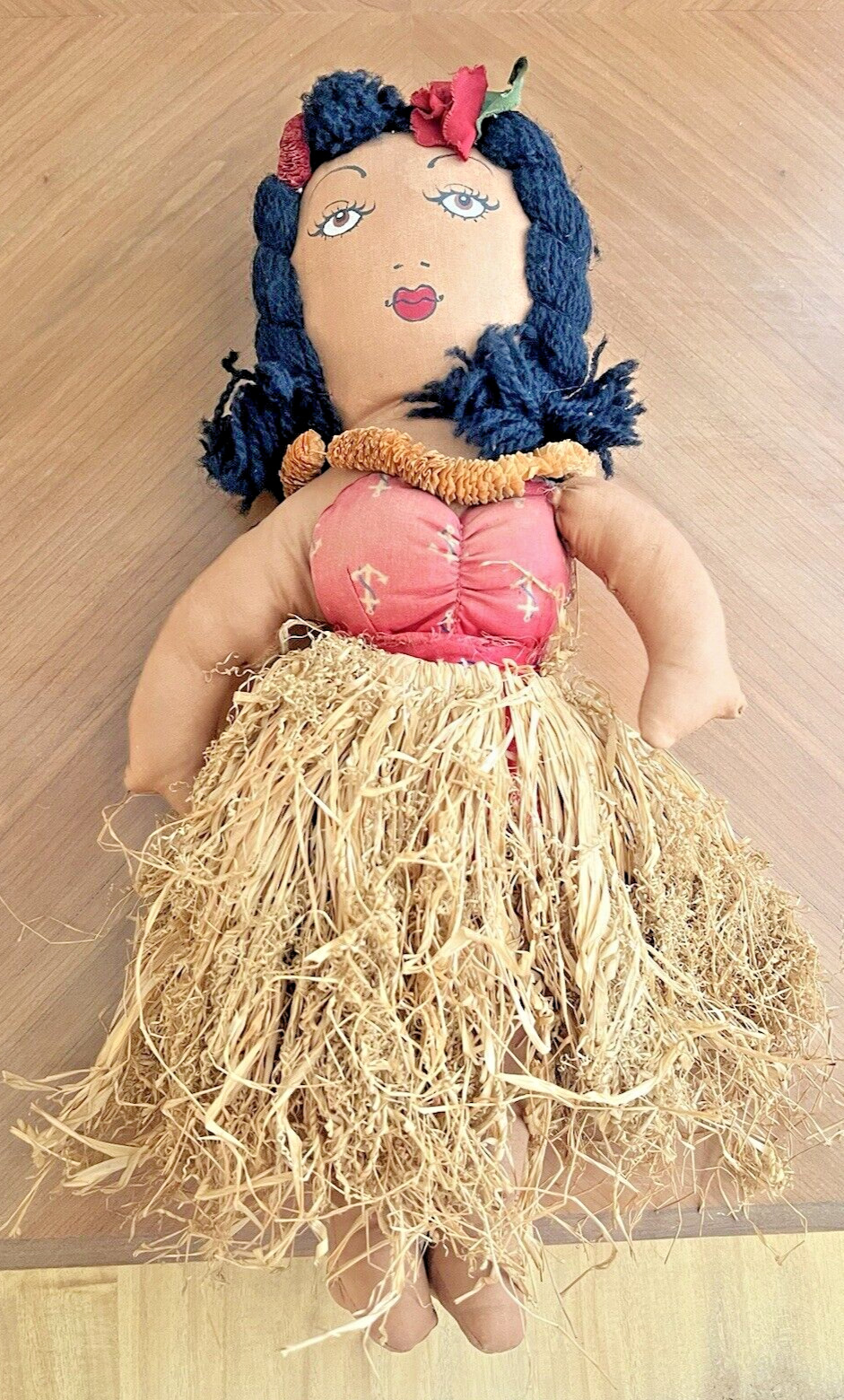 Vintage 1960's-70's Handmade Hawaiian Hula Girl Plush Doll