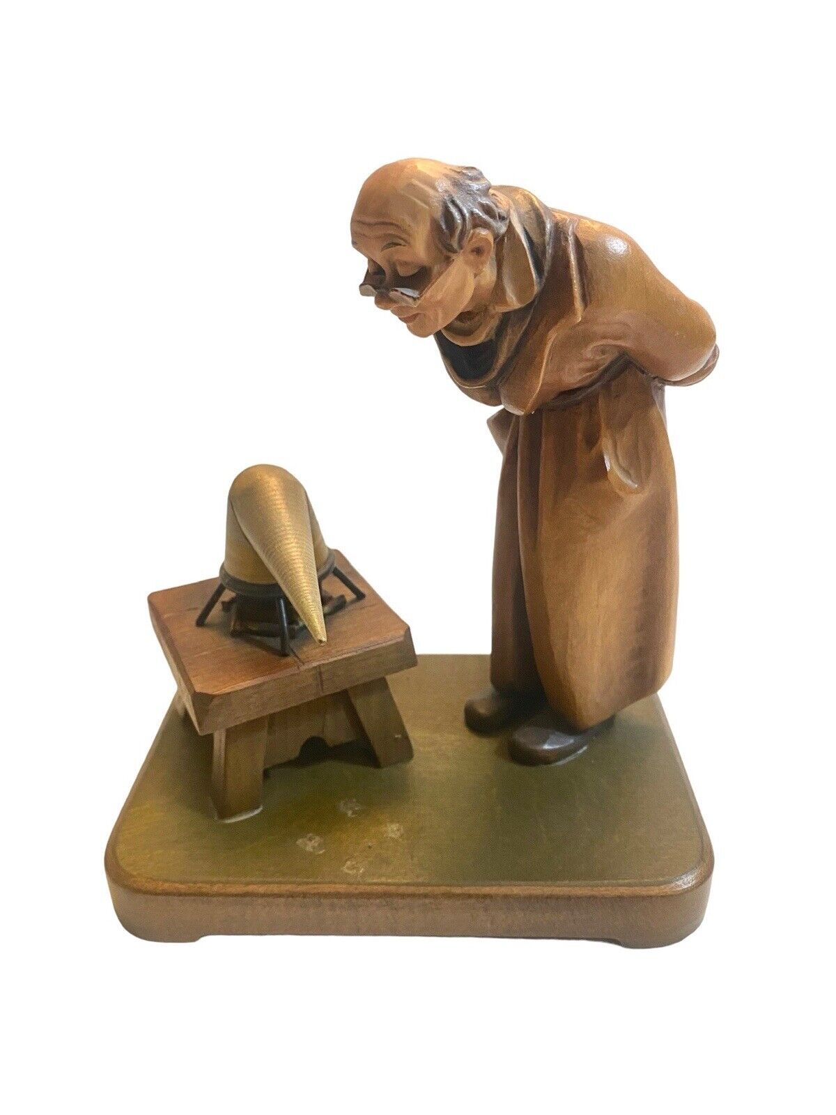 Anri The Alchemist or Chemist Wood Carved Figurine from a Carl Spitzweg Scene