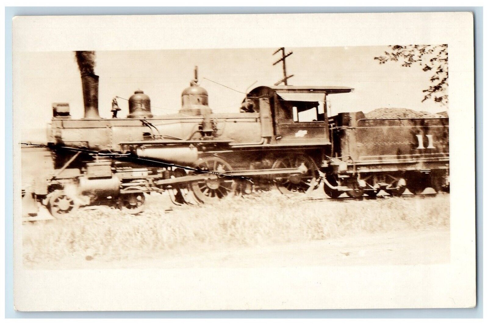 c1930's Wabash Chester & Western Locomotive Coal Train #11 RPPC Photo Postcard