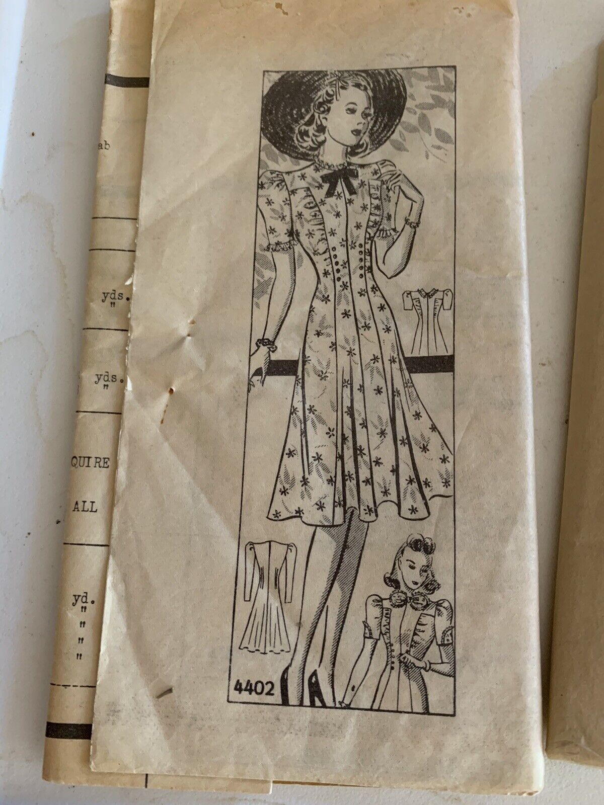 Vintage Sewing Dress Pattern 1940s Anne Adams 4402 Size 16