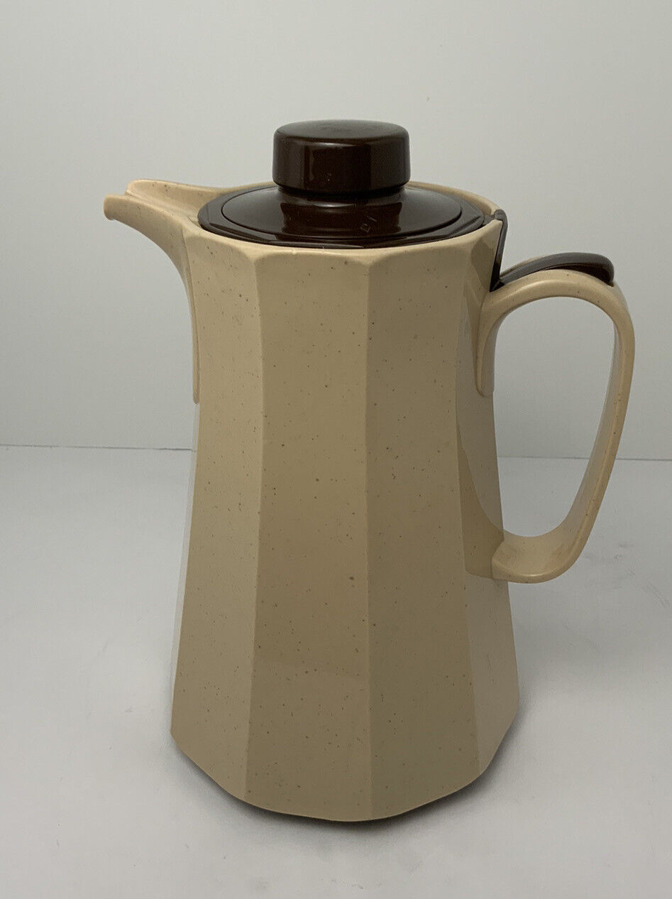 Vtg MCM Coffee Carafe Helios Brown Speckled Two Tone Glass Insert W. Germany