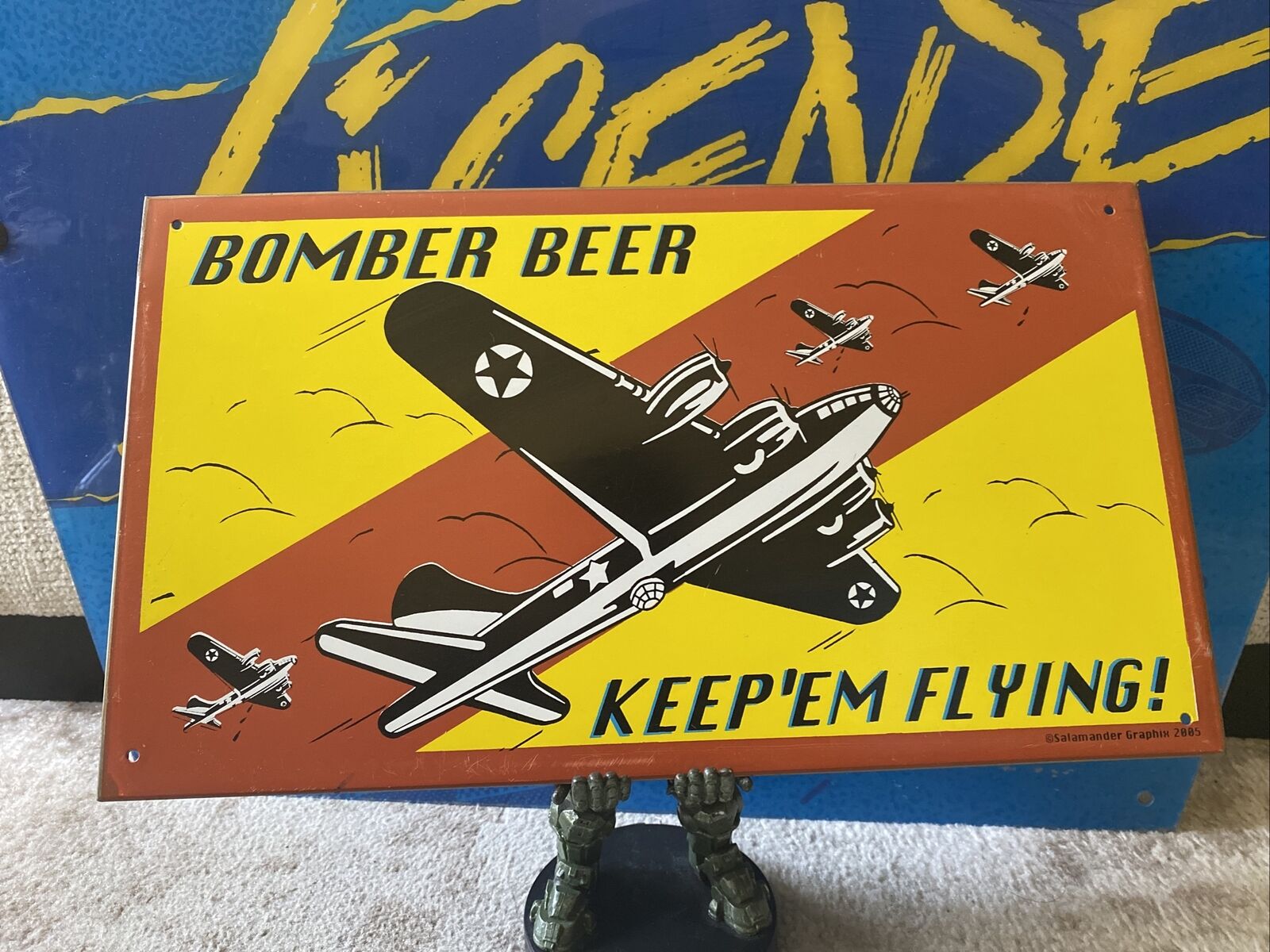 Salamander Graphix 2005 Bomber Beer Keep Em’ Flying Metal Tin Sign Warhawk