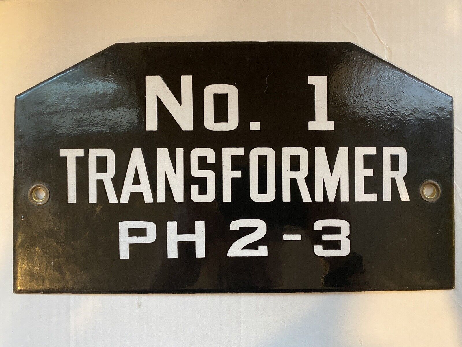 Antique Porcelain Industrial Sign No 1 Transformer PH 2-3 Machinery Power Plant