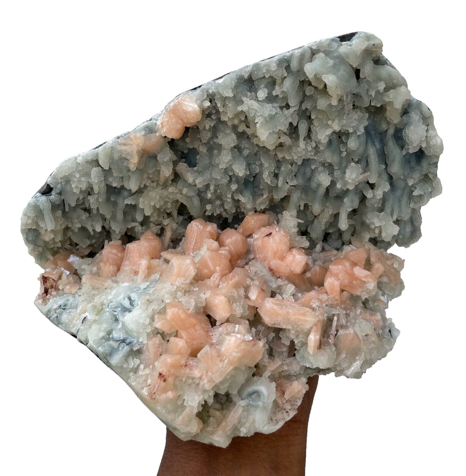 Self Standing Stilbite In Chalcedony Coral Geode Crystals And Mineral Specimens