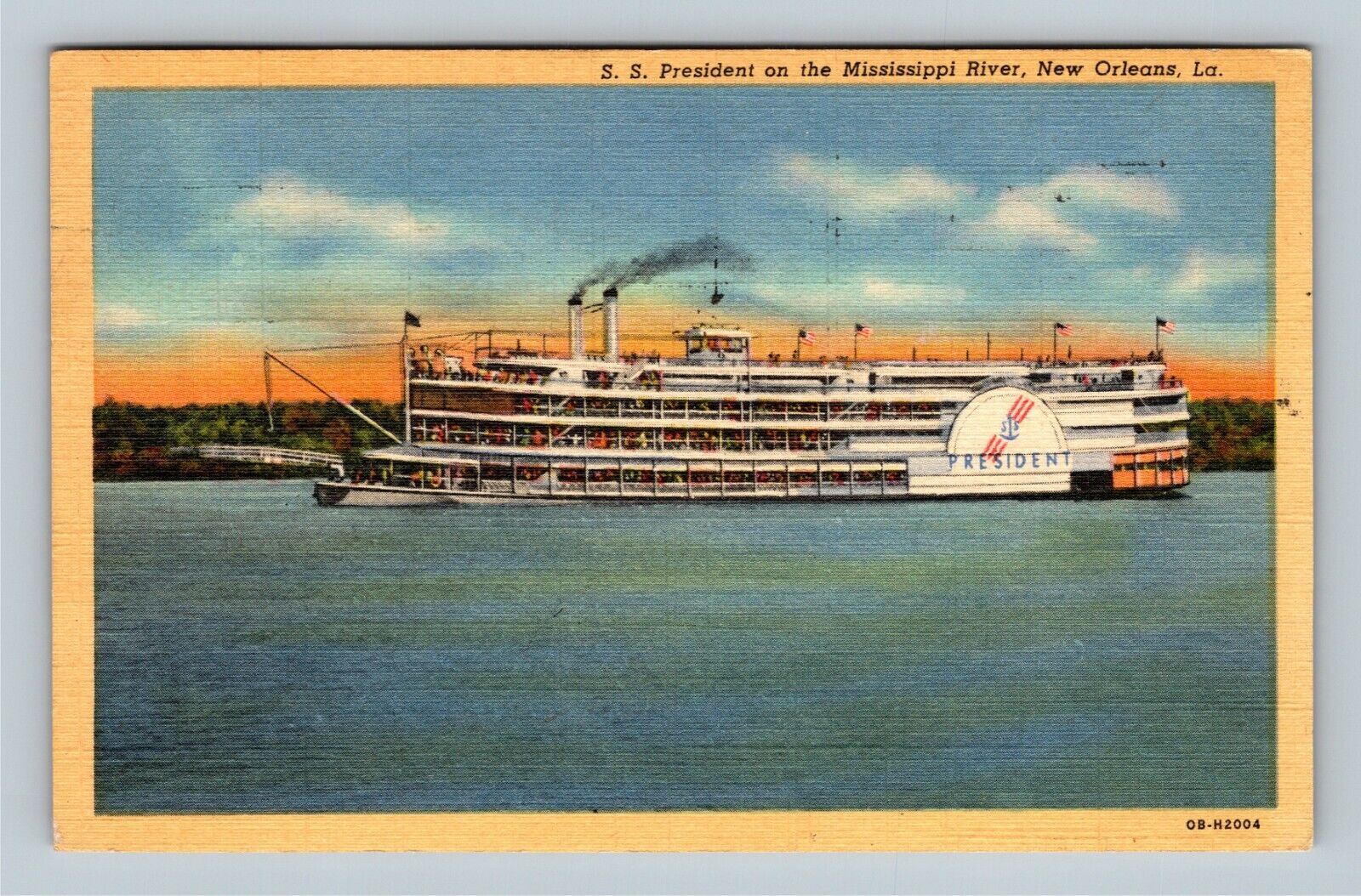 S.S. President Mississippi River New Orleans Louisiana Vintage Postcard