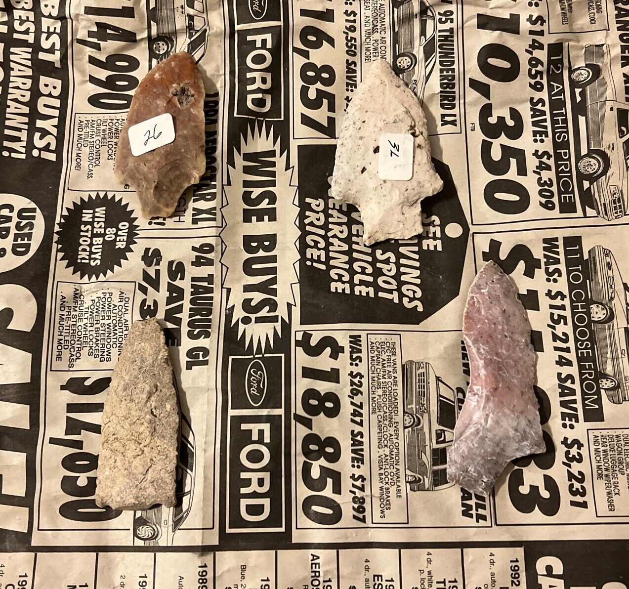 Authentic Prehistoric Indian Artifacts - Native American Floridian - 4 Pieces