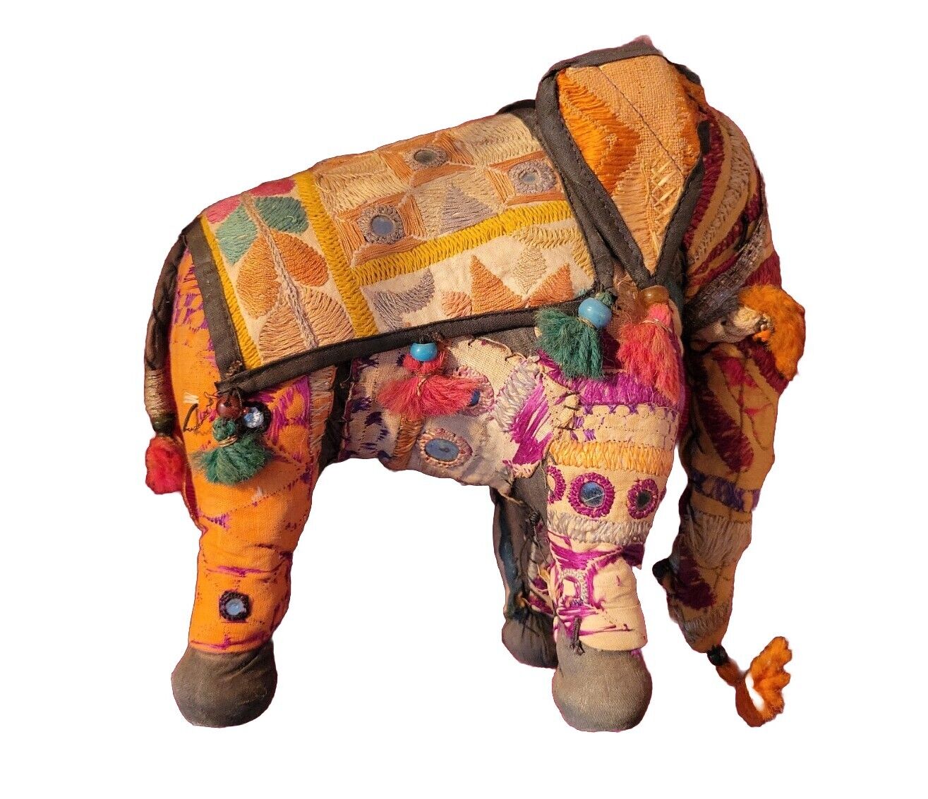Vintage Anglo Raj Embroidered Cotton Elephant From India