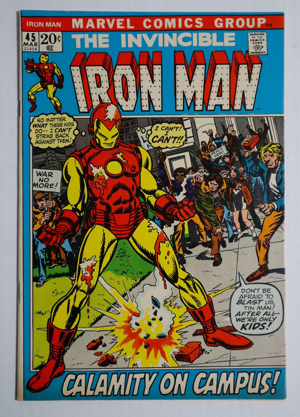 Mid Grade 1972 Invincible Iron Man 45, Marvel Comics 3/72, Ironman vs Guardsman