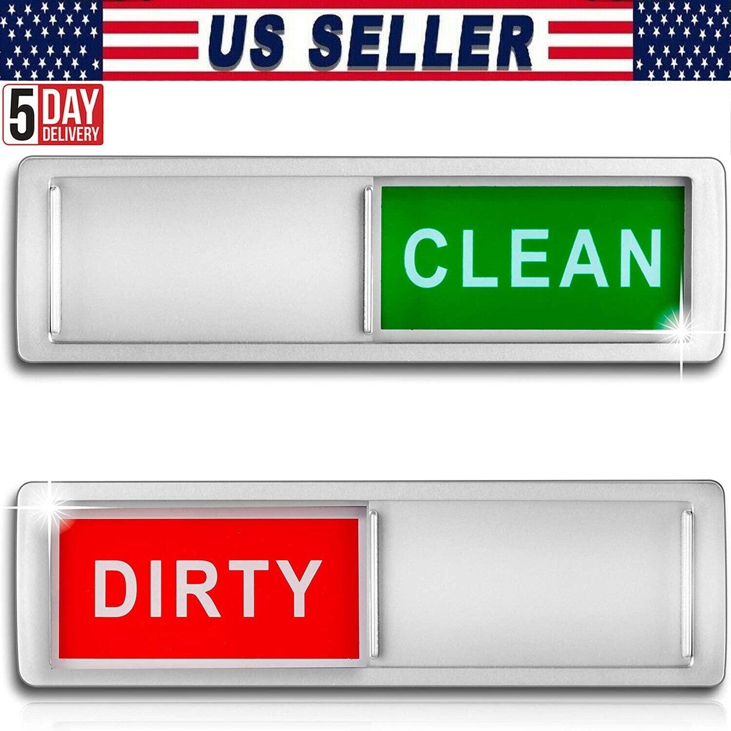 Double Sided Dishwasher Magnet Clean Dirty Sign Indicator Kitchen Flip Turn USA